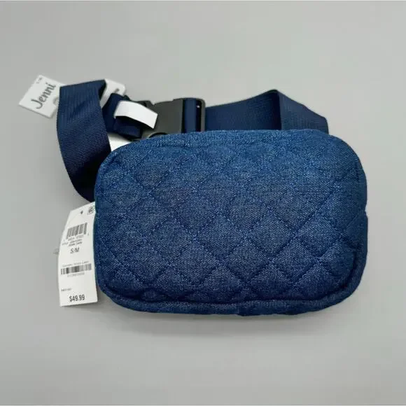 Jenni Belt Bag Womens S/M Denim Blue Quilted Modern Essential Feminine Trendy - Picture 2 of 10